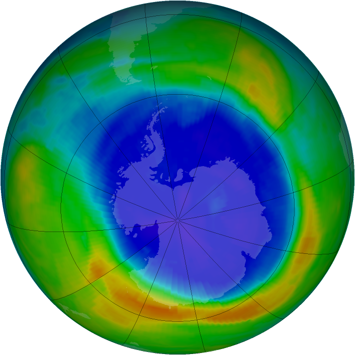 Antarctic ozone map for 11 September 1997